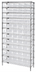 Thumbnail image #1 for Quantum 36 Inch W x 24 Inch D x 74 Inch H Chrome Plated Bin Wire Shelving System with 12 Wire Shelves and 55 Clear Bins