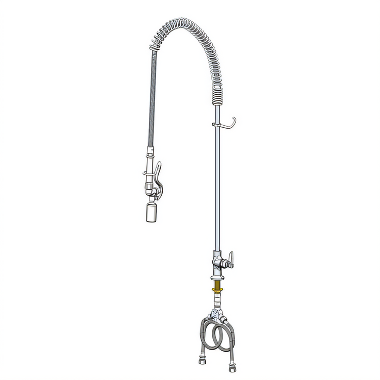 Product image #1 for T&S Brass EasyInstall Single-Temperature Deck-Mount Pre-Rinse Unit with 24" Riser, 44" Hose, and 0.65 GPM Spray Valve