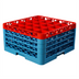 Thumbnail image #1 for OptiClean Full-Size 25-Compartment Dishwasher Glass Rack with 4 Color-Coded Extenders, 3-1/2 Inch Squares, Red/Blue