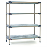 MetroMax 4 All-Polymer Starter Shelving Unit with 4 Open Grid Shelves, 48W x 18D x 74H