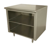 120-Inch x 36-Inch 304 Stainless Steel Work Table with Open Front Cabinet Base and Mid-Shelf