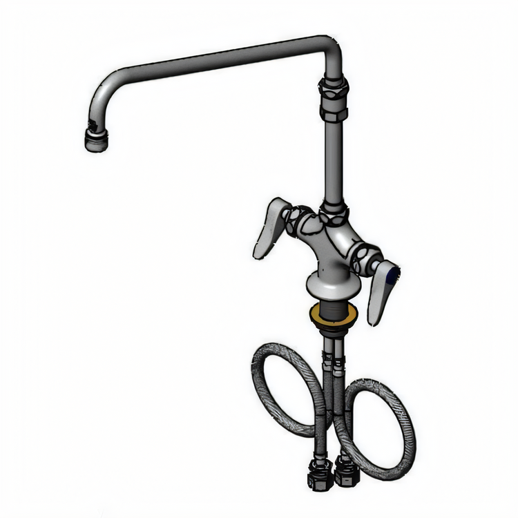 Product image #1 for T&S Brass Low-Lead Double Pantry Deck-Mount Faucet with 14-Inch Swing Nozzle