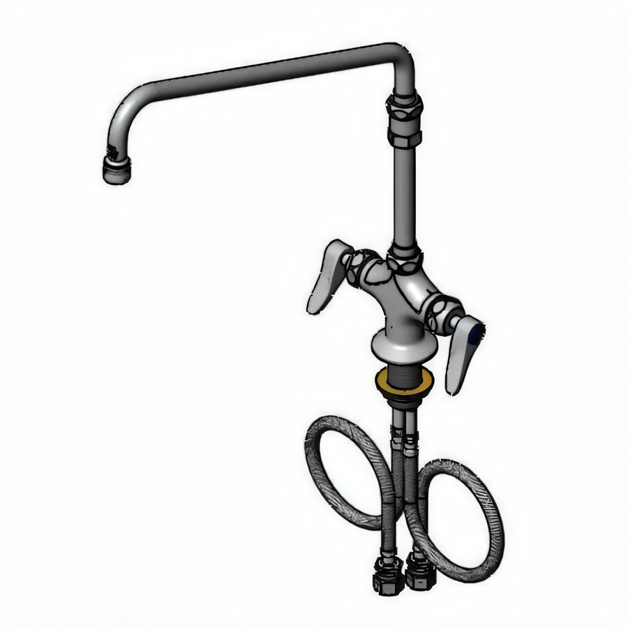 Product image #1 for T&S Brass Low-Lead Double Pantry Deck-Mount Faucet with 14-Inch Swing Nozzle