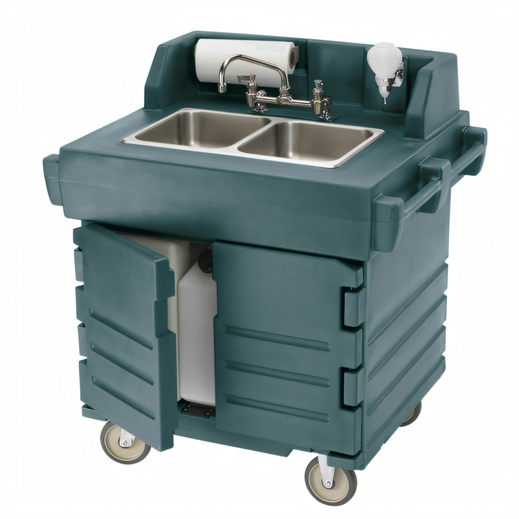 Product image #1 for Cambro CamKiosk Mobile Hand Sink Cart with 2-Compartment Sink and Hot Water Heater