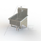 Thumbnail image #1 for AERO Manufacturing LK Wall-Mounted Stainless Steel Hand Sink, 16"W x 21"D x 8" Deep, Knee Valves, Gooseneck Spout
