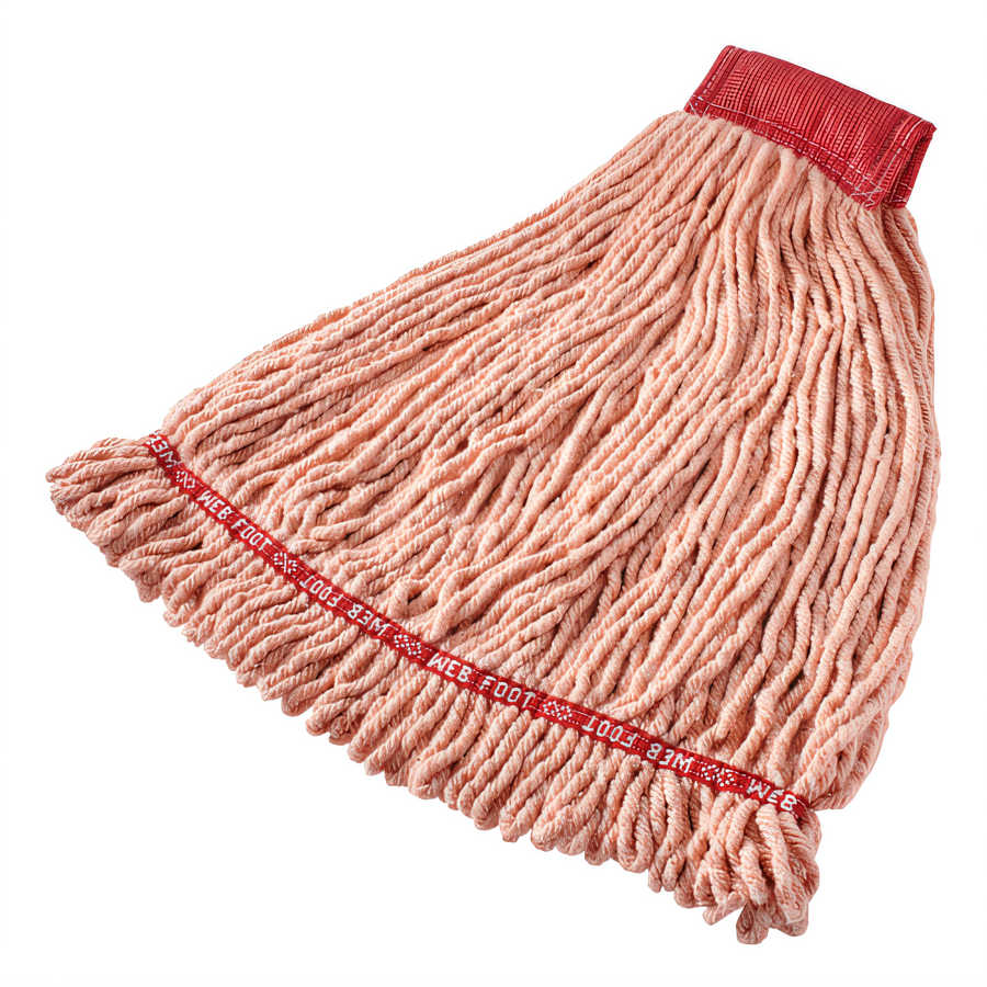 Product image #1 for Web Foot Large Looped-End Wet Mop Head, 4-Ply Cotton/Synthetic Blend, Orange, 5-Inch Headband
