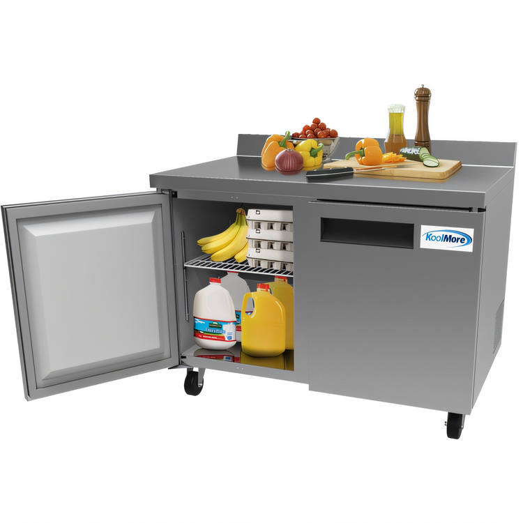 Product image #1 for KoolMore 47-1/2-Inch 2-Door Worktop Refrigerator, 12 Cu. Ft., Stainless Steel, 115V