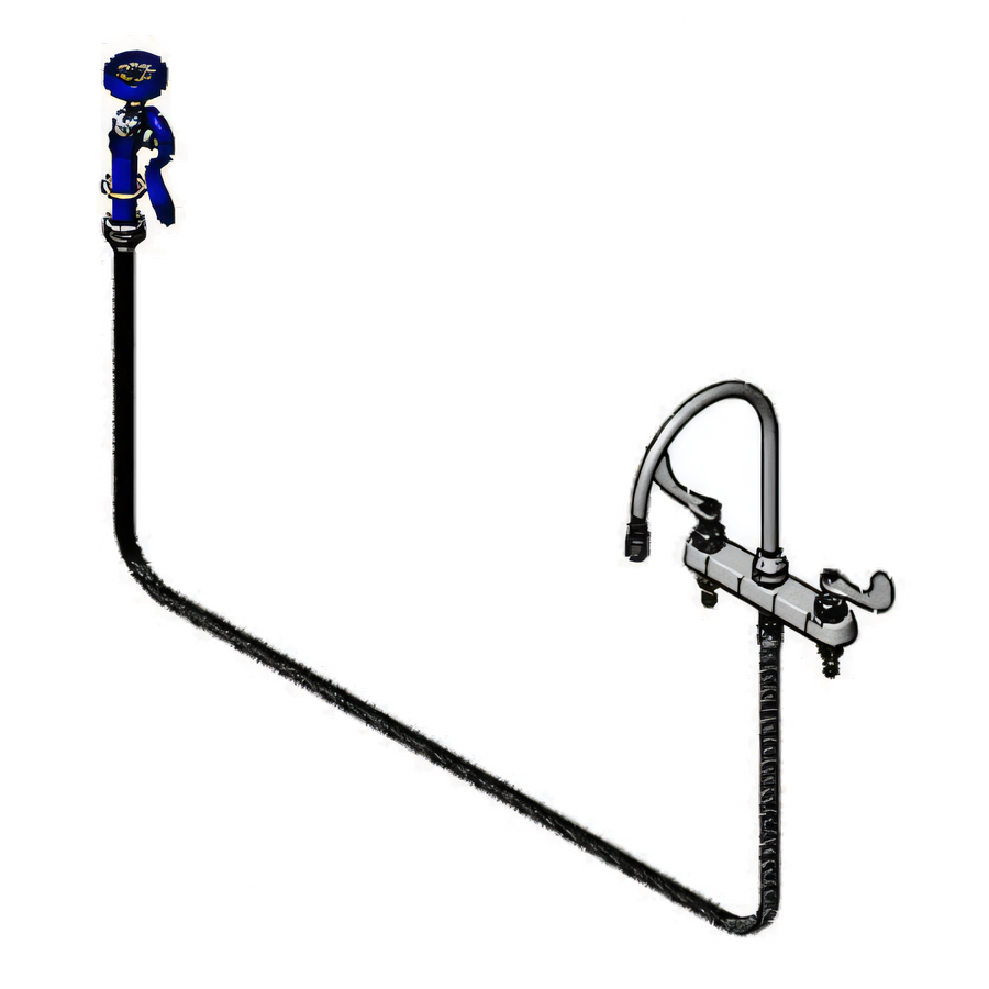 Product image #1 for T&S Brass 8-Inch Center Deck-Mount Workboard Mixing Faucet with Swivel Gooseneck and Blue Spray Valve