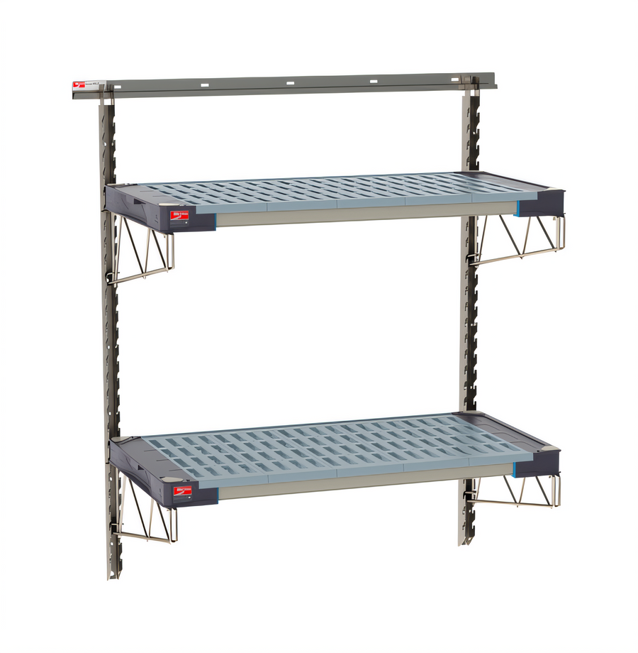 Product image #1 for Metro SmartWall Life Wall-Mounted Two-Shelf Starter Unit with 304 Stainless Steel Components and MetroMax 4 All-Polymer Shelves
