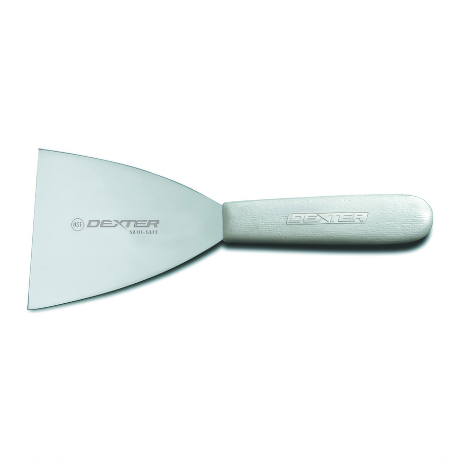 Product image #1 for Dexter Russell Sani-Safe 4-Inch Stiff Stainless Steel Griddle Scraper with Polypropylene Handle