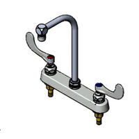 T&S Brass 8-Inch Center Deck-Mount Workboard Faucet with 5-1/2-Inch Swivel Gooseneck