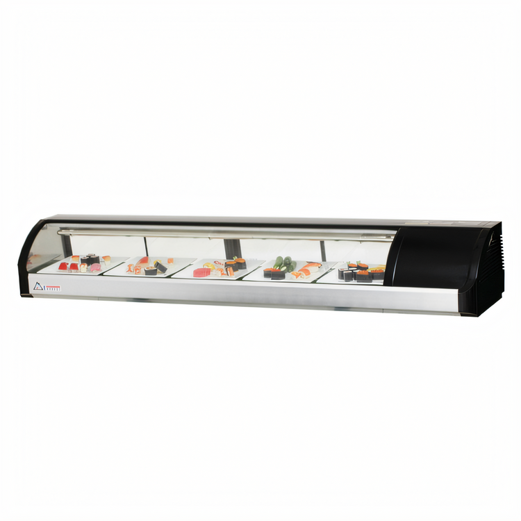 Product image #1 for Everest Refrigeration 71-Inch Countertop Sushi Display Case with Curved Glass and Right-Mounted Self-Contained Refrigeration