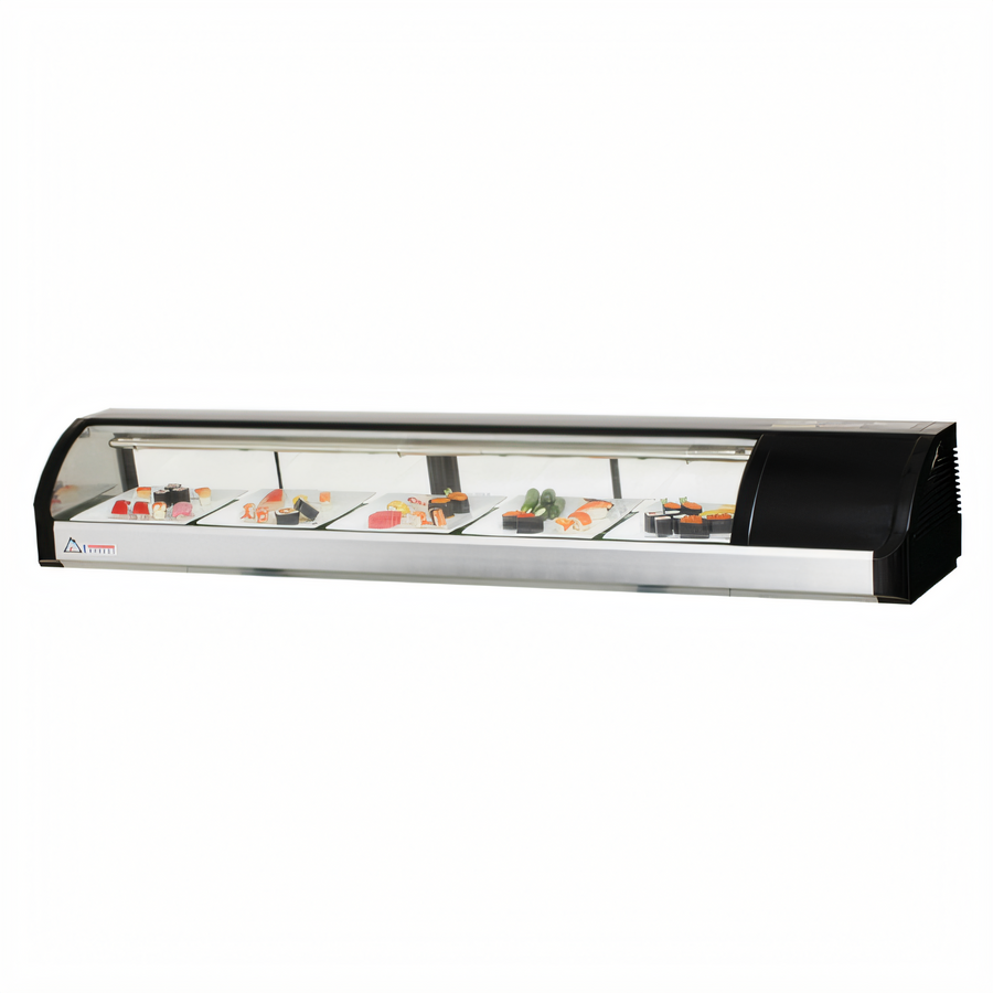 Product image #1 for Everest Refrigeration 71-Inch Countertop Sushi Display Case with Curved Glass and Right-Mounted Self-Contained Refrigeration