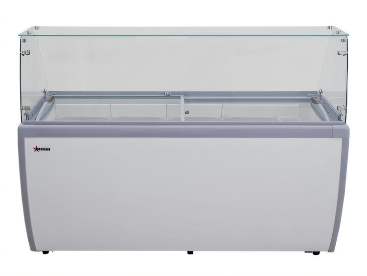 Product image #1 for 71-Inch Gelato Display Showcase with 13-Pan Capacity, Flat Front Glass, and Sliding Rear Doors