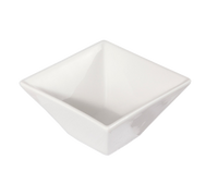 Crestware Quattro 12 oz. 4-4/5 Inch Square Fully Vitrified Ceramic Trumpet Bowl, Pearl White