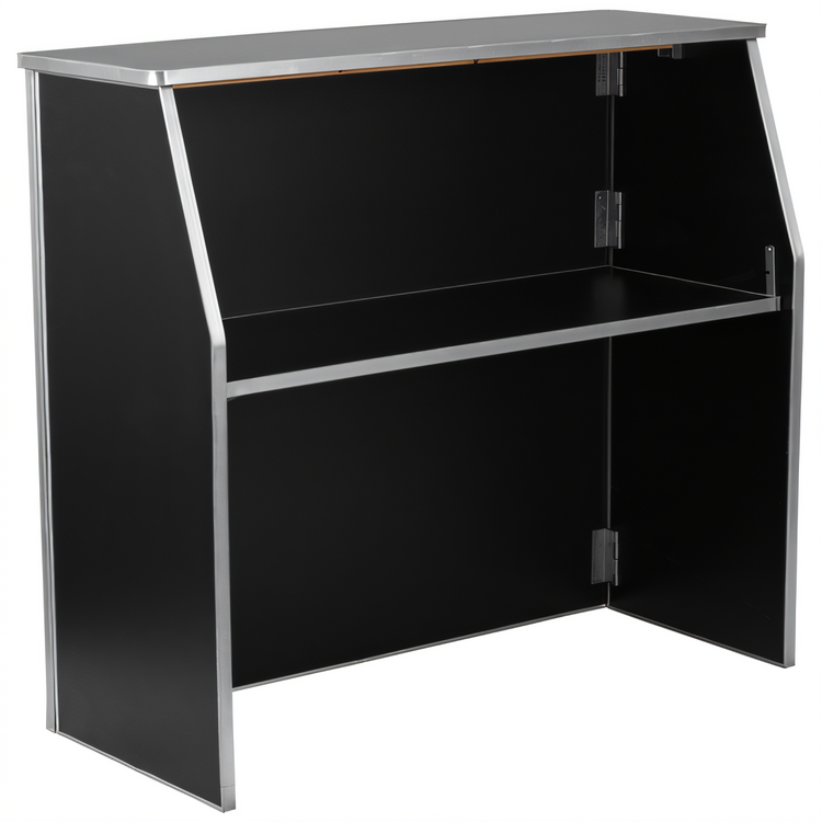 Product image #1 for Flash Furniture Foldable Portable Bar with Removable Aluminum Top, Black Laminate Panels, 47-3/4 Inches Wide