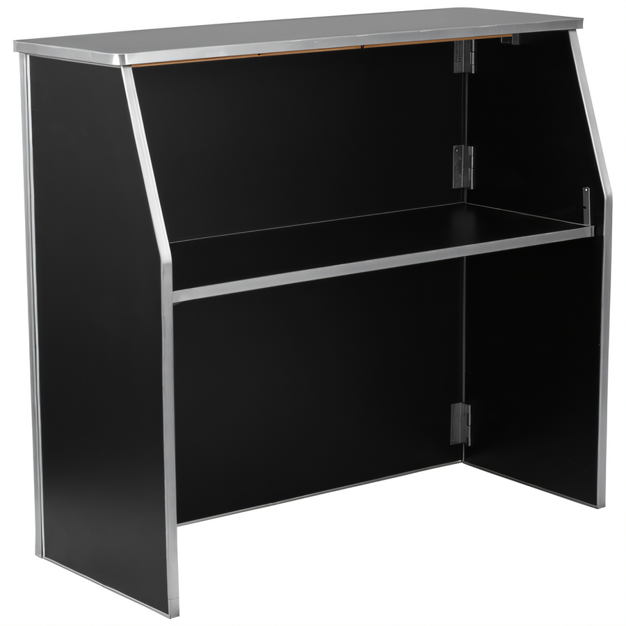 Product image #1 for Flash Furniture Foldable Portable Bar with Removable Aluminum Top, Black Laminate Panels, 47-3/4 Inches Wide