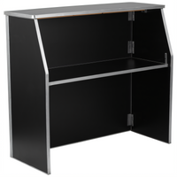 Flash Furniture Foldable Portable Bar with Removable Aluminum Top, Black Laminate Panels, 47-3/4 Inches Wide