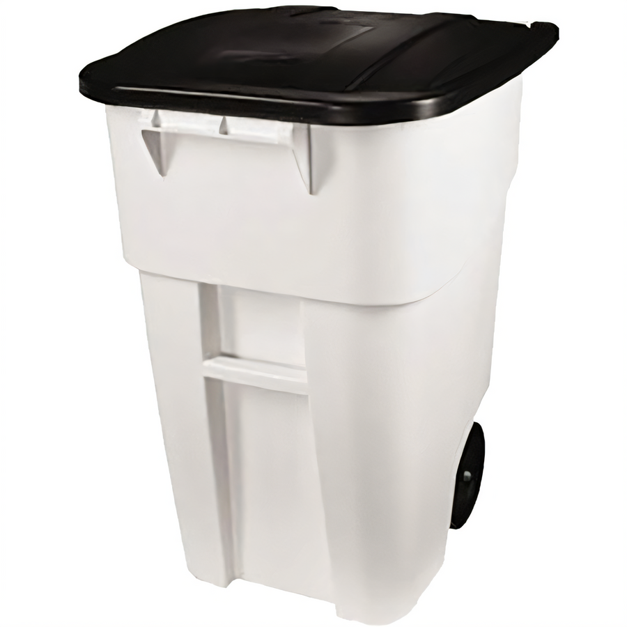 Product image #1 for BRUTE 50-Gallon Roll-Out Trash Cart with Hinged Lid, White