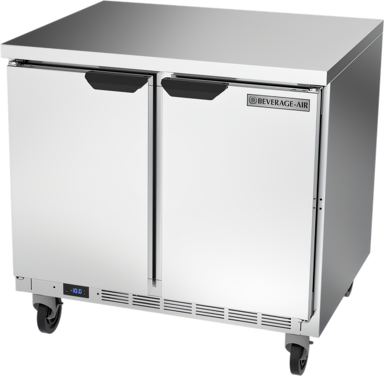 Product image #1 for Beverage-Air 36-Inch Two-Section Worktop Freezer with Solid Doors and Flat Top