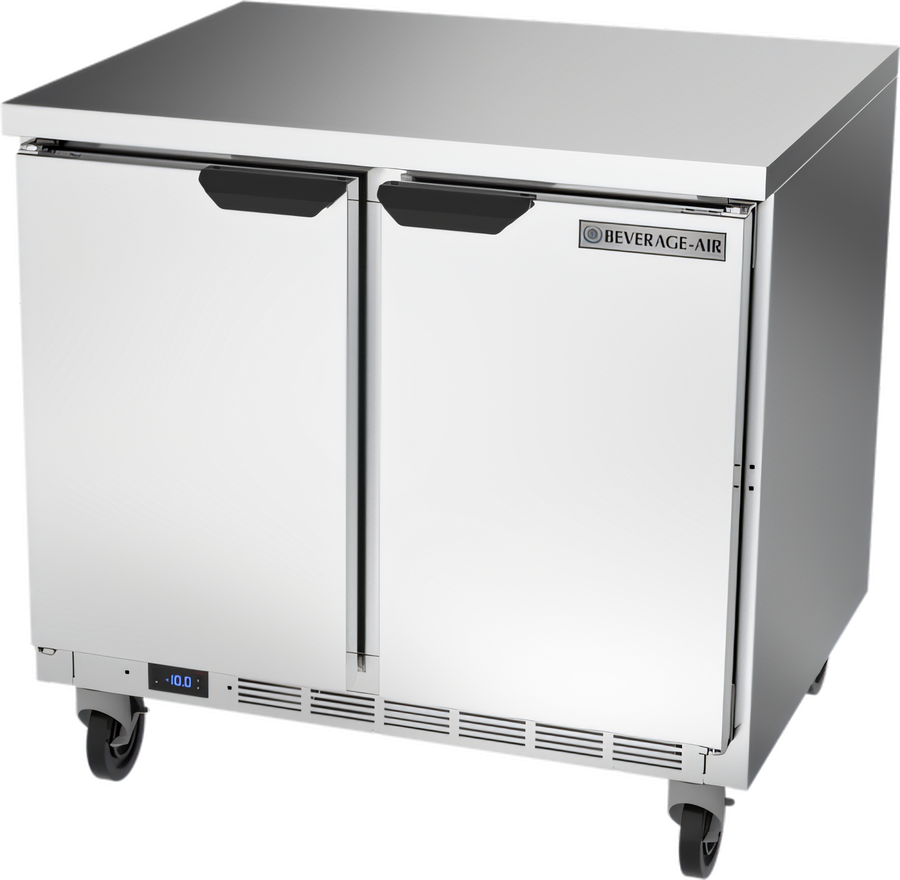 Product image #1 for Beverage-Air 36-Inch Two-Section Worktop Freezer with Solid Doors and Flat Top
