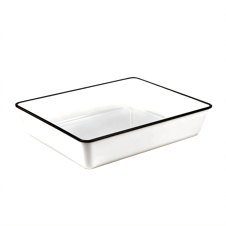 Product image #1 for American Metalcraft Endurance Rectangular Melamine Bowl, 212 oz, White with Black Rim