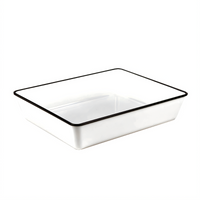 American Metalcraft Endurance Rectangular Melamine Bowl, 212 oz, White with Black Rim