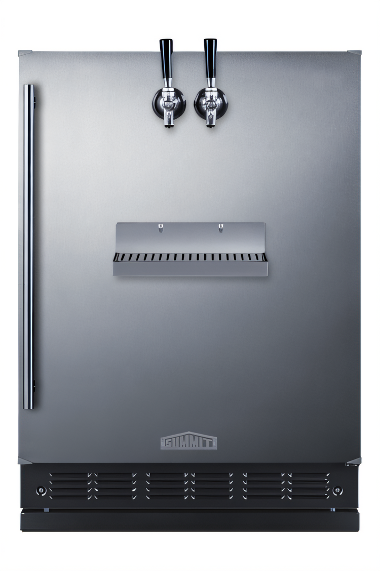 Product image #1 for Summit Commercial 24-Inch Front Tap Built-In Dual-Tap Beer Kegerator with Stainless Steel Door and Black Cabinet