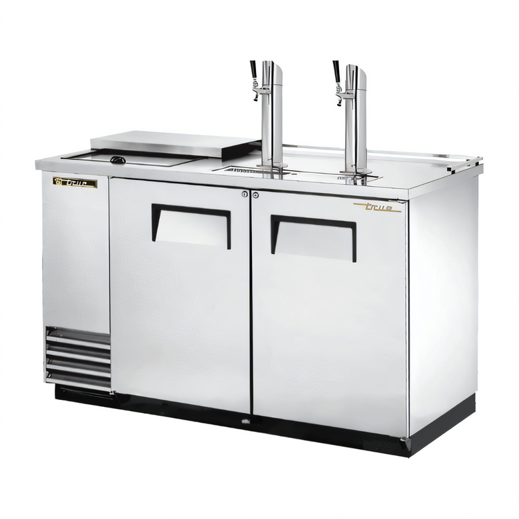 Product image #1 for True Club Top Draft Beer Cooler, 2 Half-Barrel Kegs, Stainless Steel, Dual Columns