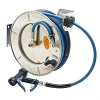 T&S Brass Open Stainless Steel Retractable Hose Reel System with 1/2-Inch x 50-Foot Hose and Front Trigger Spray Valve