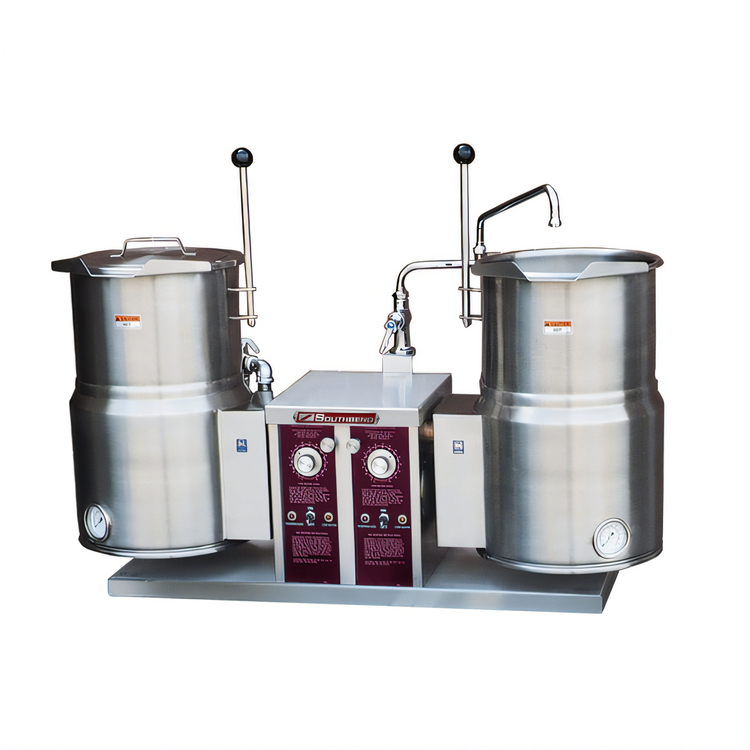Product image #1 for Southbend Steam Twin Tilting Electric Countertop Kettles, 10 Gallons Each, 2/3 Jacket
