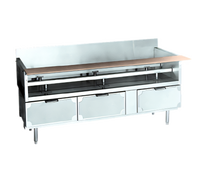 La Rosa 102-Inch Stainless Steel Refrigerated Equipment Stand with 4 Drawers, Remote Refrigeration