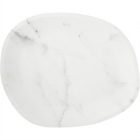 Ridge 18-Inch Oblong Melamine Platter, White Marble, Matte Finish
