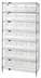 Thumbnail image #1 for Quantum 36 Inch Wide x 18 Inch Deep x 74 Inch High Chrome Plated Bin Wire Shelving System with 8 Shelves and 21 Clear Bins