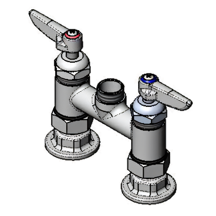 Product image #1 for Double Pantry Deck-Mount Mixing Faucet with Lever Handles, Quarter-Turn Ceramic Cartridges, and 4-Inch Centers, Less Nozzle