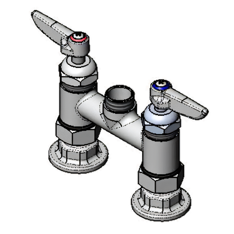 Product image #1 for Double Pantry Deck-Mount Mixing Faucet with Lever Handles, Quarter-Turn Ceramic Cartridges, and 4-Inch Centers, Less Nozzle