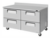 Thumbnail image #1 for Turbo Air Super Deluxe Two-Section Stainless Steel Worktop Freezer with 4 Drawers, 60-1/4 Inch Wide