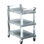 Thumbnail image #1 for Vollrath 97102 3-Shelf Open Plastic Utility Cart, Gray, 200 lb Capacity, Chrome-Plated Handle, 4-Inch Swivel Casters