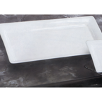 Thumbnail image #1 for American Metalcraft Prestige CER23 Ceramic White Rectangular Platter, 18-1/4" x 9-1/4" x 2-3/4", Wide Rim