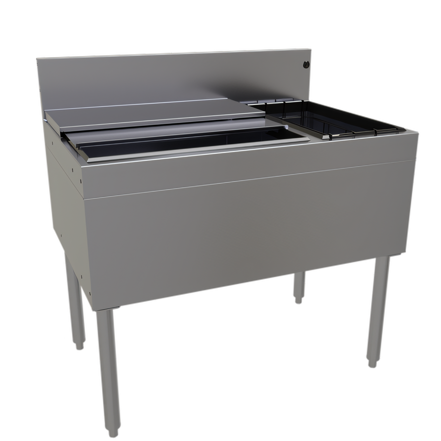 Product image #1 for Glastender 36-Inch Right Bottle Well Combo Ice Bin/Cocktail Unit with 10-Circuit Cold Plate