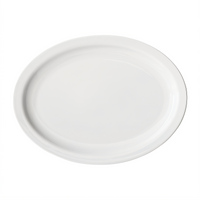 Birkhall 13-Inch Oval Narrow Rim Porcelain Platter, White