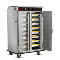 Mobile Double-Compartment Stainless Steel Heated Holding Cabinet, 32 Full-Size Pan Capacity