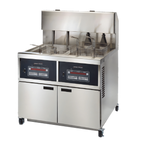 Thumbnail image #1 for Henny Penny OEA342.0 2-Well Electric Auto-Lift Open Fryer, 80 lb Oil Capacity per Vat, Built-In Filtration, Programmable Digital Controls