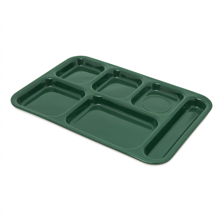 Product image #2 for Right-Handed 6-Compartment Rectangular Melamine Compartment Tray, 14-1/2 x 10, Forest Green