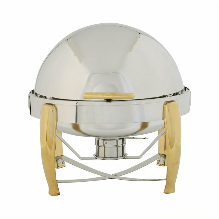 Product image #1 for Virtuoso 6 Qt Round Roll Top Stackable Chafer with Food Pan, Water Pan and Fuel Holder