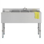 Thumbnail image #1 for Koolmore SBR3B48-L-320 48-Inch Commercial 3-Compartment Underbar Sink, Left Drainboard, 304 Stainless Steel