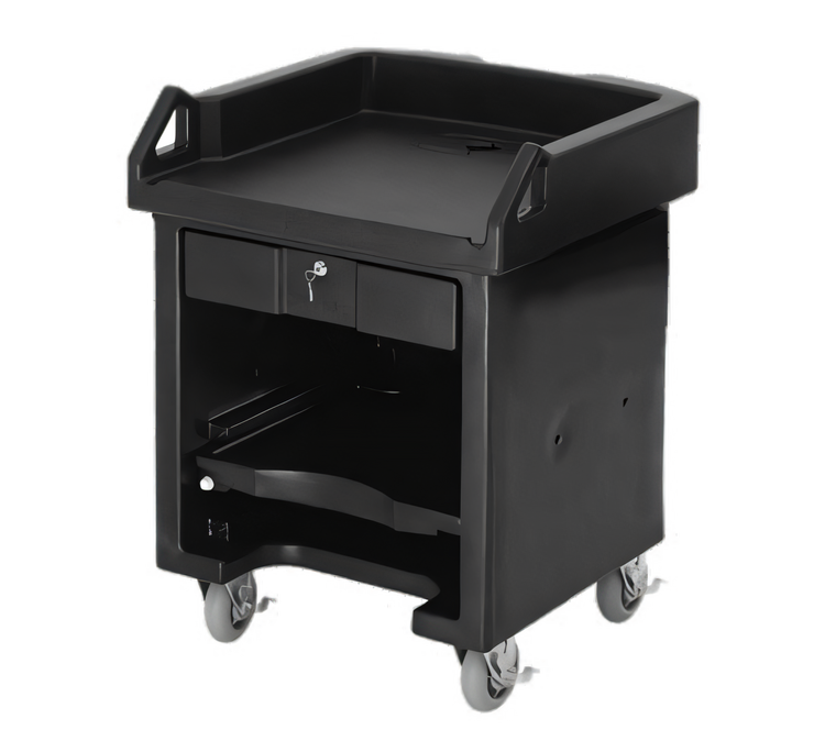 Product image #2 for Cambro Versa Cash Register Cart with Lockable Drawer, Adjustable Shelf, No Tray Rails, Heavy Duty Casters, Black