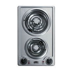 Thumbnail image #1 for Summit Commercial CCE213SS 12-Inch Built-In 2-Burner Electric Coil Cooktop, Stainless Steel, 115V, Dial Controls