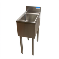 BK Resources 12 Inch Wide One-Compartment Underbar Dump Sink with 10 x 14 x 6 Inch Bowl and 4 Inch Backsplash
