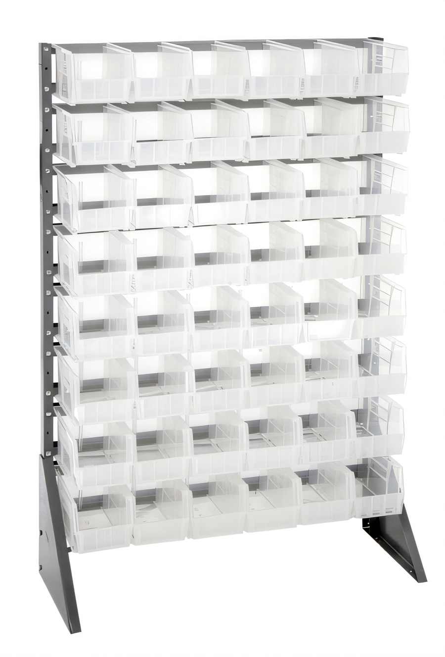 Product image #1 for Quantum Single-Sided Rail Rack Storage System with 16 Rails and 48 Clear Bins